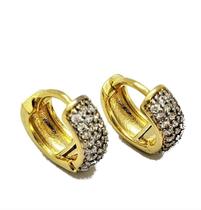 Brincos Argolas Pavé Microzirconias Banho Ouro 4549