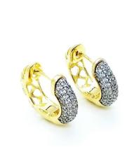 Brincos Argolas Pavé Zirconias Cristal 18mm Banho Ouro 18k 3744