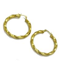 Brincos Argolas Torneadas Fecho Italiano Banho Ouro 18k 4614