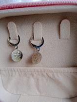 Brincos argolinhas Folh. a prata de trevo de 4 folhas