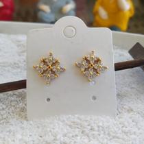 Brincos banhado a ouro flor com zircônias Brincos banhado a ouro flor com zircônias