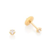 Brincos banhado ouro 3x 24k 18k e 22k feminino infantil recem nascido bebê pequeno solitário segundo furo zircônia rommanel 525923