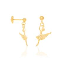 Brincos banhado ouro 3x 24k 18k e 22k feminino infantil rommanel pequenos formato bailarina 524097