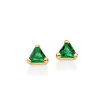 Brincos banhado ouro 3x 24k 18k e 22k feminino pequenos solitário pedras cristais triangulares verdes rommanel 527306 Brincos banhado ouro 3x 24k 18k e 22k feminino pequenos solitário pedras cristais triangulares verdes rommanel 527306