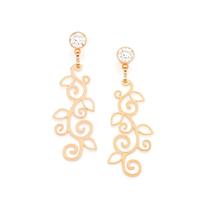 Brincos banhado ouro 3x 24k 18k e 22k feminino rommanel grande cristal galhos folhas vazadas 524072
