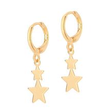 Brincos banhado ouro 3x 24k 18k e 22k femininos argola estrelas rommanel penduradas 526730
