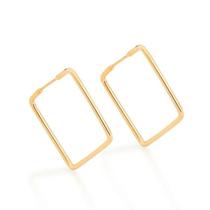Brincos banhado ouro 3x 24k 18k e 22k femininos argola fina quadrada rommanel 522197