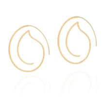Brincos banhado ouro 3x 24k 18k e 22k femininos argola grandes rommanel folha textura 527112