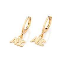 Brincos banhado ouro 3x 24k 18k e 22k femininos argola pequenos infantil letras abc rommanel pendurado 527194 Brincos banhado ouro 3x 24k 18k e 22k femininos argola pequenos infantil letras abc rommanel pendurado 527194