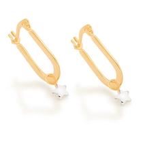 Brincos banhado ouro 3x 24k 18k e 22k femininos argola pequenos oval estrela rommanel ródio branco 522139 Brincos banhado ouro 3x 24k 18k e 22k femininos argola pequenos oval estrela rommanel ródio branco 522139