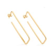 Brincos banhado ouro 3x 24k 18k e 22k femininos argola rommanel retangular 524041