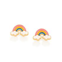 Brincos banhado ouro 3x 24k 18k e 22k femininos coloridos infantil rommanel arco íris 526500 Brincos banhado ouro 3x 24k 18k e 22k femininos coloridos infantil rommanel arco íris 526500