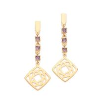 Brincos banhado ouro 3x 24k 18k e 22k femininos de pedra zircônia rommanel pêndulo reino mágico rosas quadrado pendurado disney 527263 Brincos banhado ouro 3x 24k 18k e 22k femininos de pedra zircônia rommanel pêndulo reino mágico rosas quadrado pendurado disney 527263