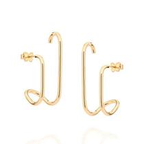 Brincos banhado ouro 3x 24k 18k e 22k femininos ear cuff e hook rommanel duplo 527111 Brincos banhado ouro 3x 24k 18k e 22k femininos ear cuff e hook rommanel duplo 527111