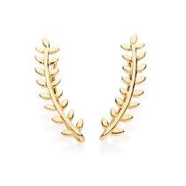 Brincos banhado ouro 3x 24k 18k e 22k femininos ear cuff rommanel grampo ramo de arruda 525144