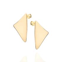 Brincos banhado ouro 3x 24k 18k e 22k femininos grande botão triangular abaulado rommanel 527231 Brincos banhado ouro 3x 24k 18k e 22k femininos grande botão triangular abaulado rommanel 527231