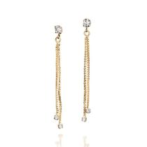 Brincos banhado ouro 3x 24k 18k e 22k femininos grandes cristais rommanel fios pendurado 523556