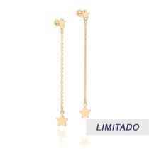 Brincos banhado ouro 3x 24k 18k e 22k femininos grandes estrelas com corrente rommanel pendurado 526904