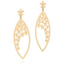 Brincos banhado ouro 3x 24k 18k e 22k femininos grandes maxi flor rommanel navete pendurada 527064 Brincos banhado ouro 3x 24k 18k e 22k femininos grandes maxi flor rommanel navete pendurada 527064