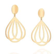 Brincos banhado ouro 3x 24k 18k e 22k femininos grandes maxi gotas rommanel base oval e penduradas 527070 Brincos banhado ouro 3x 24k 18k e 22k femininos grandes maxi gotas rommanel base oval e penduradas 527070