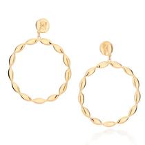 Brincos banhado ouro 3x 24k 18k e 22k femininos grandes maxi rommanel círculo peças ovais 527066