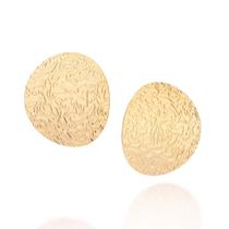 Brincos banhado ouro 3x 24k 18k e 22k femininos grandes rommanel botão chão lunar curvado textura 527198 Brincos banhado ouro 3x 24k 18k e 22k femininos grandes rommanel botão chão lunar curvado textura 527198