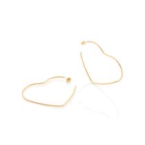 Brincos banhado ouro 3x 24k 18k e 22k femininos meia argola coração grandes maxi rommanel 526498