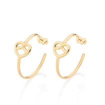 Brincos banhado ouro 3x 24k 18k e 22k femininos meia argola coração infinito rommanel 527127 Brincos banhado ouro 3x 24k 18k e 22k femininos meia argola coração infinito rommanel 527127