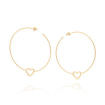 Brincos banhado ouro 3x 24k 18k e 22k femininos meia argola coração rommanel vazado 526664 Brincos banhado ouro 3x 24k 18k e 22k femininos meia argola coração rommanel vazado 526664