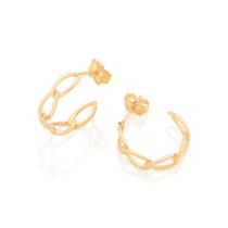 Brincos banhado ouro 3x 24k 18k e 22k femininos meia argola corrente rommanel elo lixada 526440