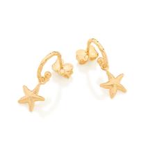 Brincos banhado ouro 3x 24k 18k e 22k femininos meia argola estrela do mar rommanel pendurada 526467