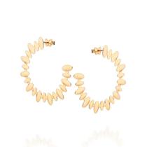 Brincos banhado ouro 3x 24k 18k e 22k femininos meia argola grande maxi rommanel peças ovais 527230 Brincos banhado ouro 3x 24k 18k e 22k femininos meia argola grande maxi rommanel peças ovais 527230