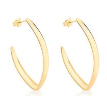 Brincos banhado ouro 3x 24k 18k e 22k femininos meia argola grandes rommanel navete 526757