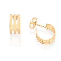 Brincos banhado ouro 3x 24k 18k e 22k femininos meia argola pequenos rommanel aro triplo 526971