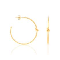 Brincos banhado ouro 3x 24k 18k e 22k femininos meia argola rommanel composta por detalhe em nó 526083