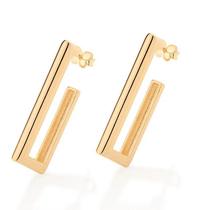 Brincos banhado ouro 3x 24k 18k e 22k femininos meia argola rommanel retangular 527102 Brincos banhado ouro 3x 24k 18k e 22k femininos meia argola rommanel retangular 527102
