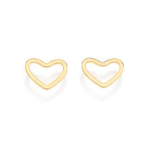 Brincos banhado ouro 3x 24k 18k e 22k femininos pequenos coração rommanel vazado 526680 Brincos banhado ouro 3x 24k 18k e 22k femininos pequenos coração rommanel vazado 526680