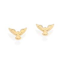Brincos banhado ouro 3x 24k 18k e 22k femininos pequenos segundo furo ou infantil bebe recem nascido espírito santo rommanel 527249