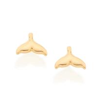 Brincos banhado ouro 3x 24k 18k e 22k femininos pequenos segundo furo rommanel cauda de sereia 526478