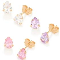 Brincos banhado ouro 3x 24k 18k e 22k femininos pequenos zircônias gotas solitário rommanel 526170