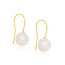 Brincos banhado ouro 3x 24k 18k e 22k femininos pérola pequenos rommanel gancho 522957