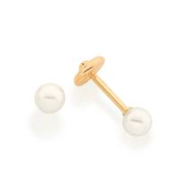 Brincos banhado ouro 3x 24k 18k e 22k femininos pérola segundo furo infantil bebe recem nascido solitário rommanel 520190