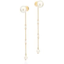 Brincos banhado ouro 3x 24k 18k e 22k femininos pérolas grandes rommanel elos cadeados pendurado 527072