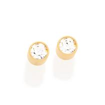 Brincos banhado ouro 3x 24k 18k e 22k femininos ponto de luz pequenos segundo furo solitário rommanel tubo cristal centro 523172 Brincos banhado ouro 3x 24k 18k e 22k femininos ponto de luz pequenos segundo furo solitário rommanel tubo cristal centro 523172
