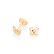 Brincos banhado ouro 3x 24k 18k e 22k femininos segundo furo infantil bebe recem nascido borboleta zircônias rommanel 526395