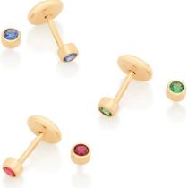 Brincos banhado ouro 3x 24k 18k e 22k femininos segundo furo infantil bebe recem nascido solitário zirconia rommanel 526384-526385-526386 Brincos banhado ouro 3x 24k 18k e 22k femininos segundo furo infantil bebe recem nascido solitário zirconia rommanel 526384-526385-526386