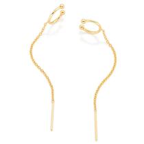 Brincos banhado ouro 3x 24k 18k e 22k ou prata 925 pressão femininos ear cuff corrente piercing rommanel 526911 326911 Brincos banhado ouro 3x 24k 18k e 22k ou prata 925 pressão femininos ear cuff corrente piercing rommanel 526911 326911