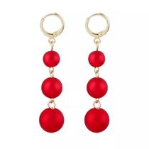 Brincos Bolas Vermelho Com Dourado Presente Para Namorada Brincos Bolas Vermelho Com Dourado Presente Para Namorada