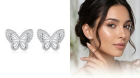 Brincos Borboleta Minimalista Banho Prata Delicada Luxo Casual Brincos Borboleta Minimalista Banho Prata Delicada Luxo Casual