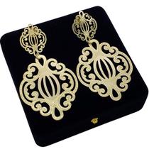 Brincos Bossa Nova Floral Banho De Ouro 18k 3391 Brincos Bossa Nova Floral Banho De Ouro 18k 3391